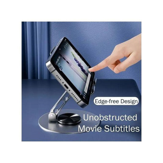 360° Rotation Aluminum Alloy Portable Folding Stand Compact & Portable All-Metal Foldable Lazy Desktop Phone Holder