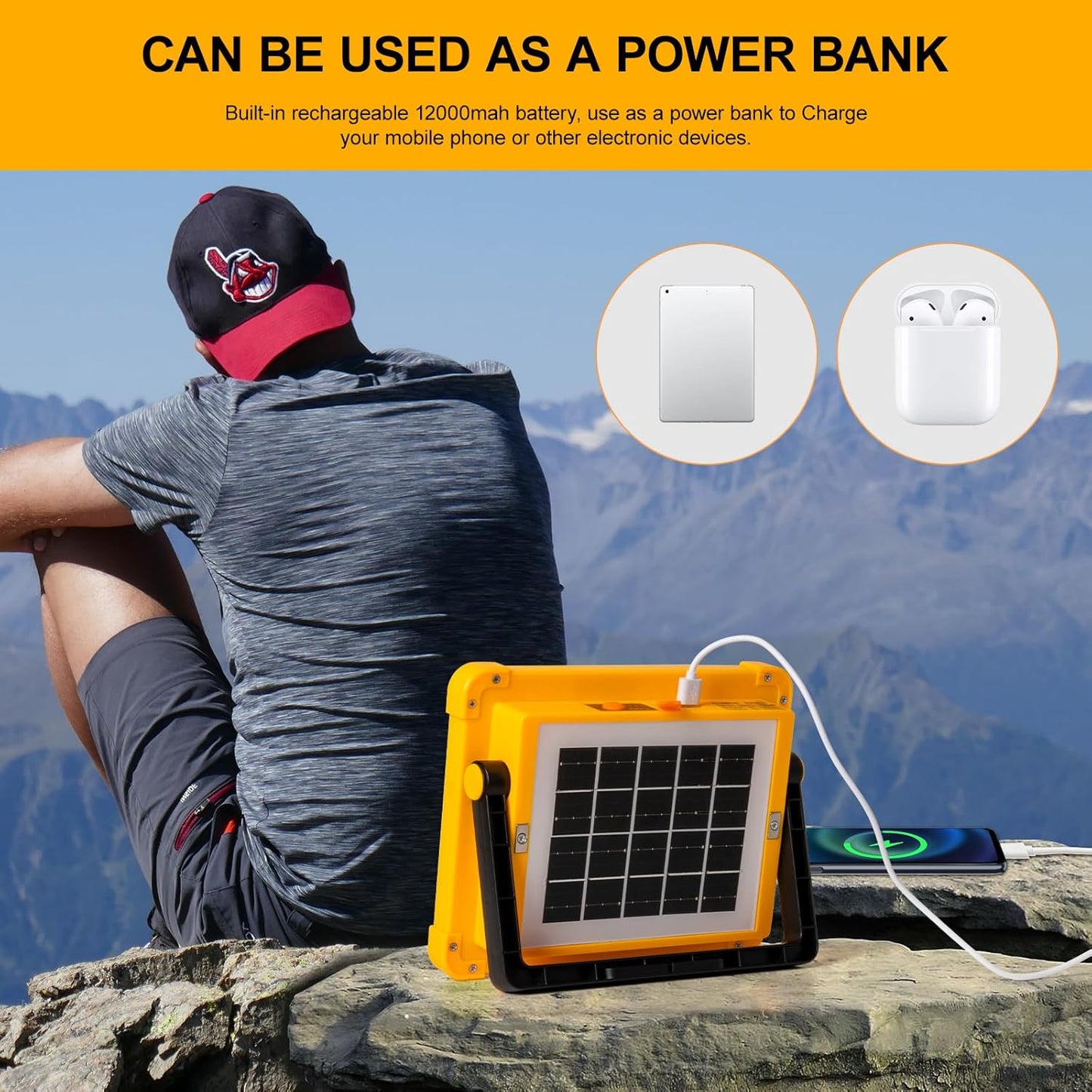 Portable Solar Light wih Powerbank for Outdoor Emergency Work & Camping Light