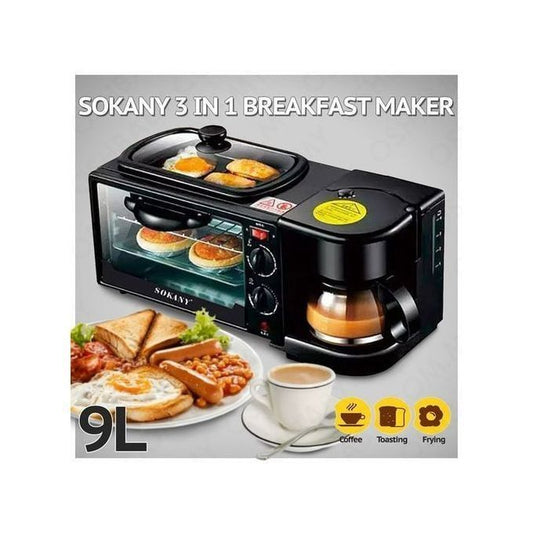 Sokany 3 IN 1 Electric Machine Breakfast Maker; Toaster, Oven, Coffee Maker