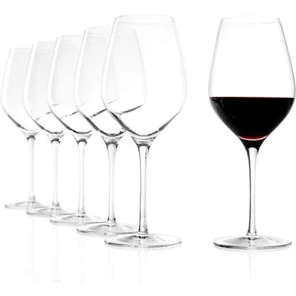 Wine Glasses Set of 6 - Crystal Glass with Stem for Drinking Red / White / Cabernet Wine