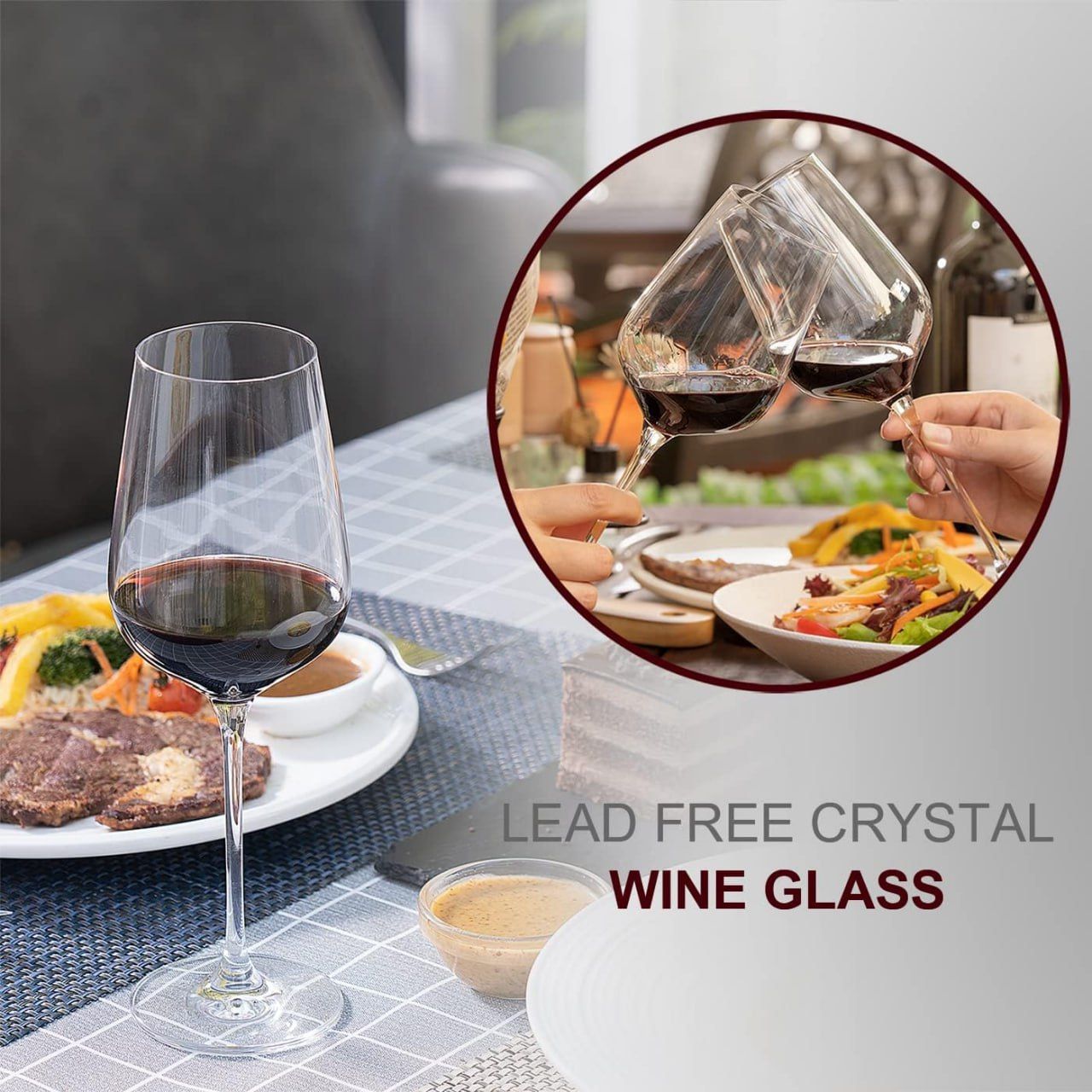 Crystal Wine Glasses Set of 6 with Stem Gifts Set
