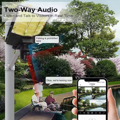 V380pro 2-in-1 4K Street Solar Powered Camera, CCTV with Motion Detection and Dual Lens 4G Network