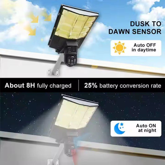 V380pro 2-in-1 4K Street Solar Powered Camera, CCTV with Motion Detection and Dual Lens 4G Network