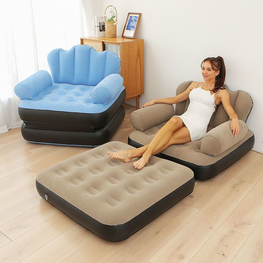 5 in 1 Inflatable Sofa Outdoor Adult Lazy Sofa Multi-functional Bed Convenient Foldable Recliner Chair