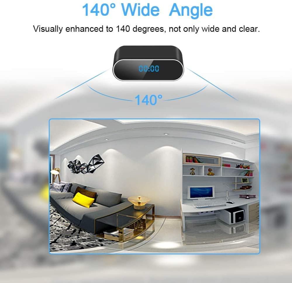 Hidden Spy HD 1080P WiFi Camera Alarm Clock with Night Vision and Motion Detective, Monitor Video Recorder Nanny Cam for Home Office Security No Audio