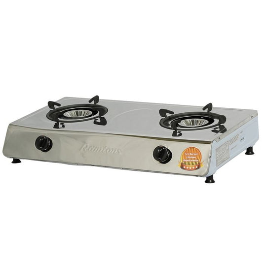Ramtons stainless steel, 2 Burner Gas Cooker with 1 Year Warranty