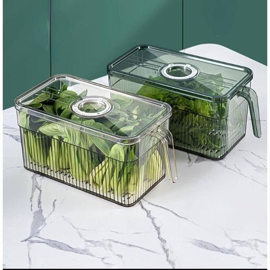 3 Ltrs 2-PC Set Acrylic Food Storage Containers Stackable Fridge Organizer Containers With Lid and Handle