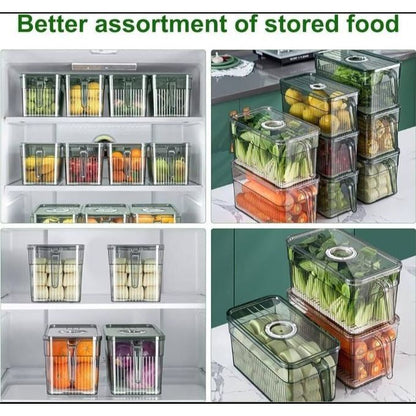 3 Ltrs 2-PC Set Acrylic Food Storage Containers Stackable Fridge Organizer Containers With Lid and Handle