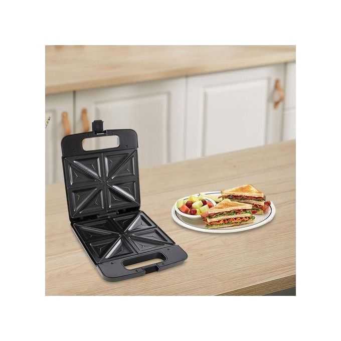Non-Stick 2 In 1 Sandwich Maker And Toaster with Locking Lid, Cool Touch Handle