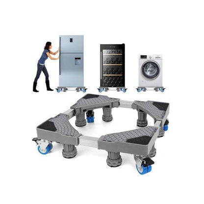 Heavy Duty Adjustable Base 8 Legs with 4 castors for washing machine, refrigerator load capacity 300 kg