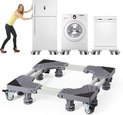 Heavy Duty Adjustable Base 8 Legs with 4 castors for washing machine, refrigerator load capacity 300 kg