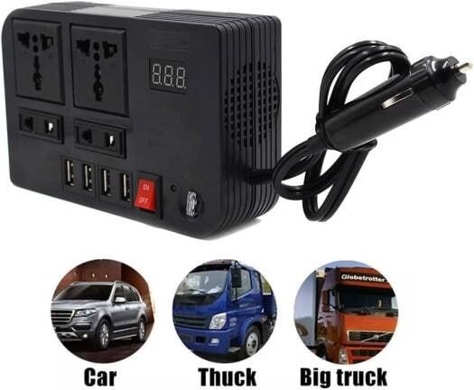 Car 300Watts Power Inverter with LED Display Dual 4 USB Portable Sine Wave Charger Converter