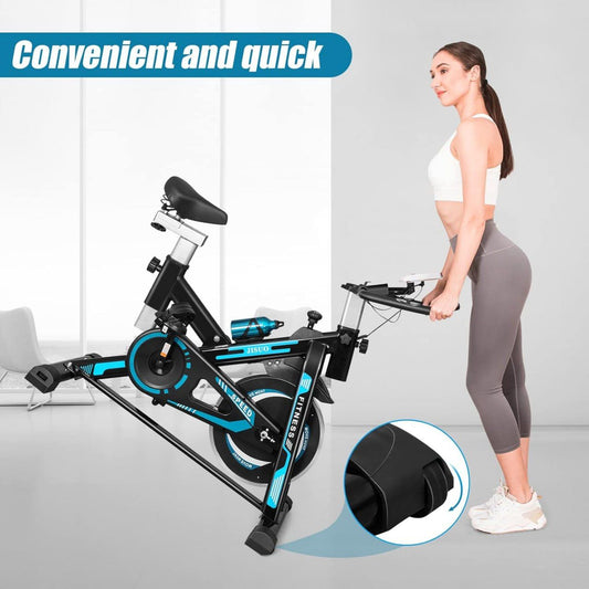 Exercise Bike Trainer Stationary Flywheel Training Machine Home Gym Workout Cycling Lifespan Fitness with Drink holder Adjustable Seat LCD-Display Monitor