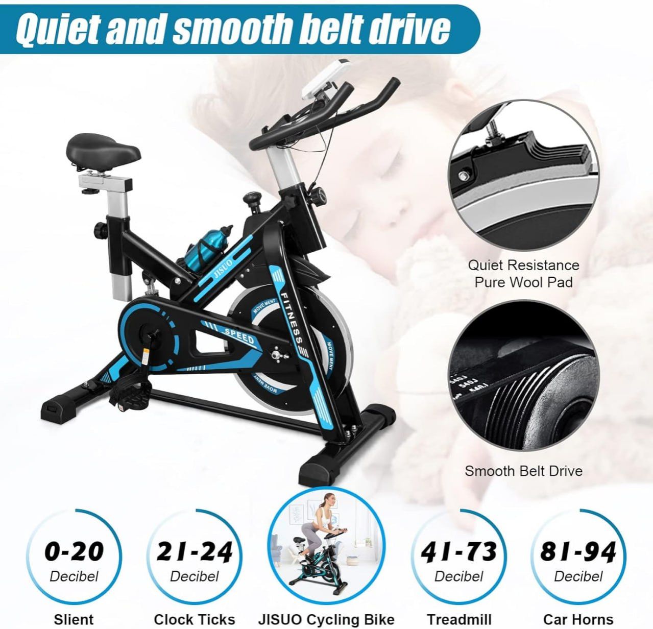 Exercise Bike Trainer Stationary Flywheel Training Machine Home Gym Workout Cycling Lifespan Fitness with Drink holder Adjustable Seat LCD-Display Monitor