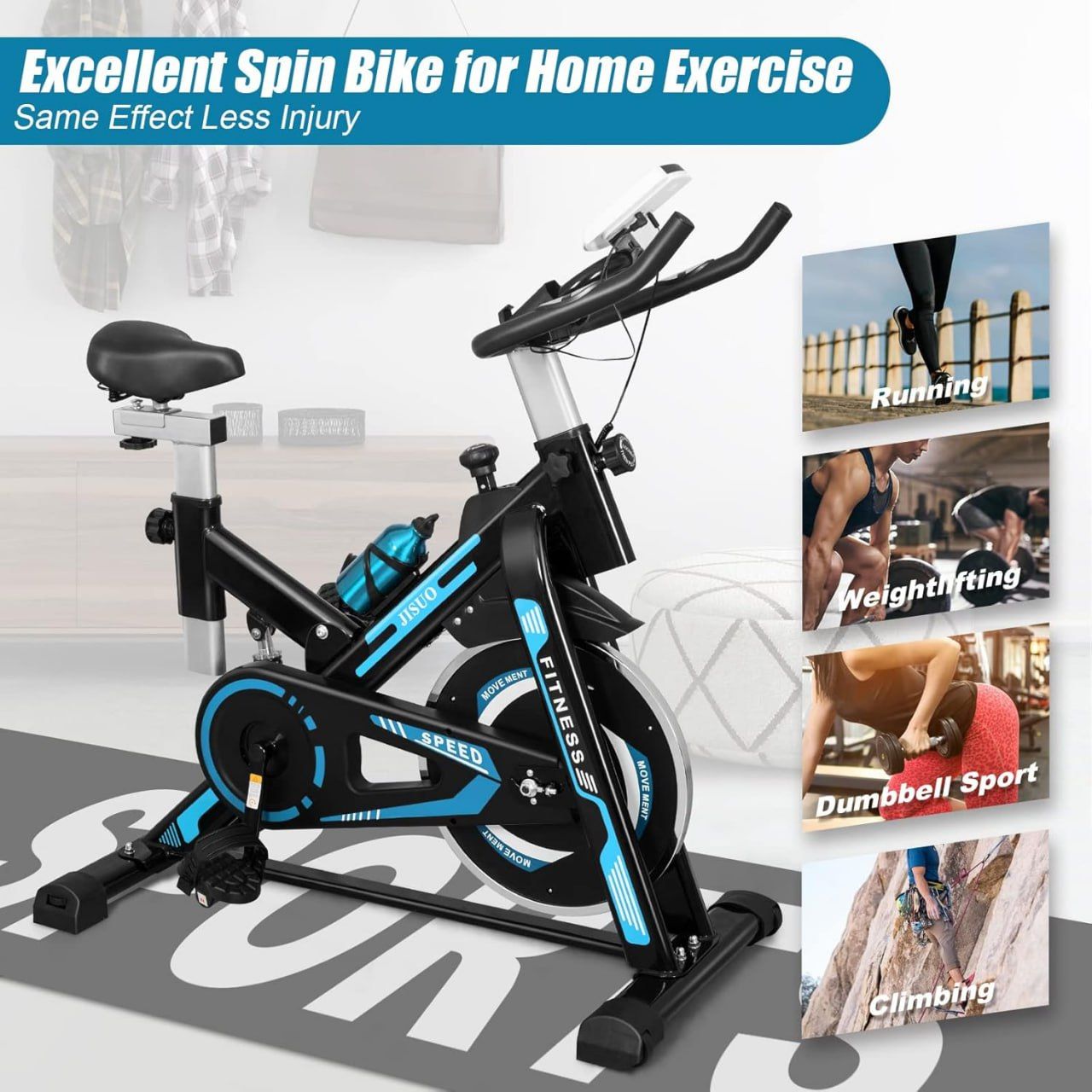 Exercise Bike Trainer Stationary Flywheel Training Machine Home Gym Workout Cycling Lifespan Fitness with Drink holder Adjustable Seat LCD-Display Monitor