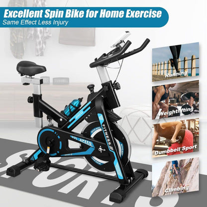 Exercise Bike Trainer Stationary Flywheel Training Machine Home Gym Workout Cycling Lifespan Fitness with Drink holder Adjustable Seat LCD-Display Monitor