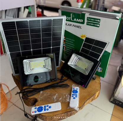 New 2-in-1 Solar Floodlight with sensor Automatic for on/off (2 Lights, 1 Solar Panel)