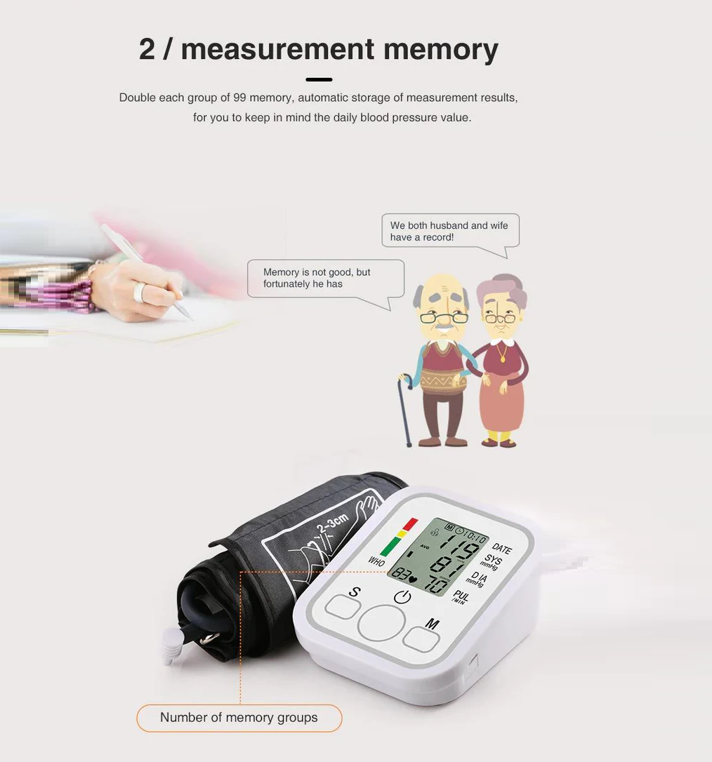 Upper Arm Blood Pressure Monitor Machine for Home Use