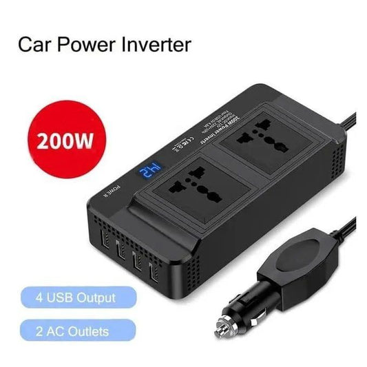 200 W Car Inverter, DC 12 V to 220 V AC Car Inverter with 2.1 A 4 USB Ports Charger, Multiple Protection Car Inverter for Laptop, Tablet, Mobile Phone, etc