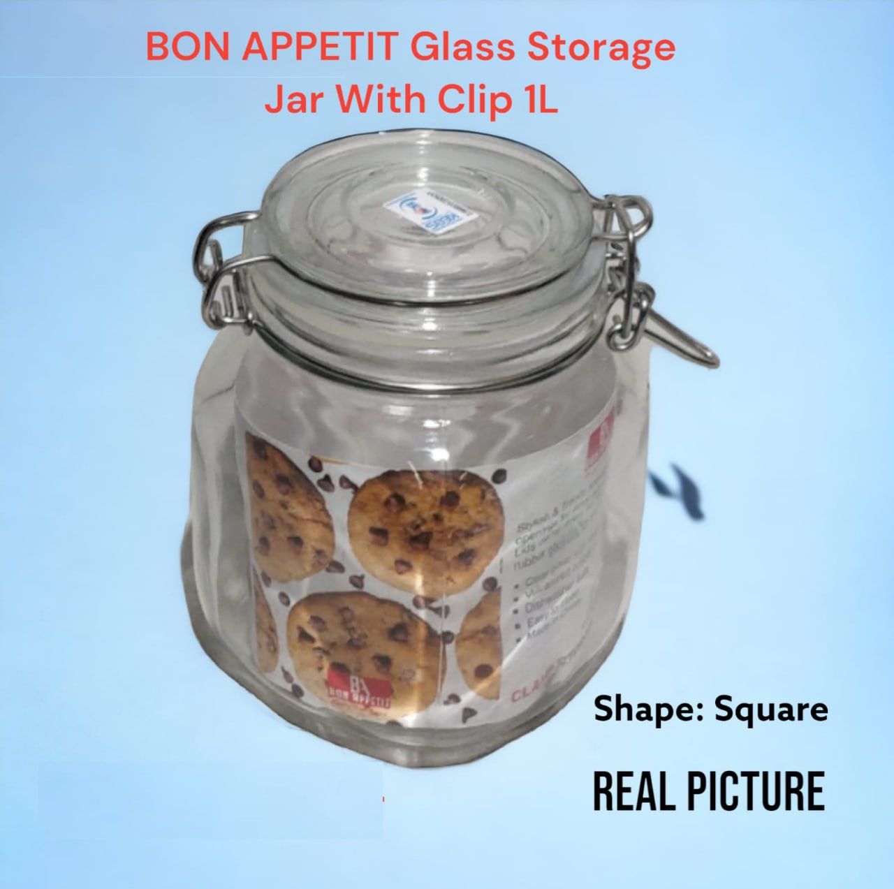 Stylish Quality Bon Appetit Glass Storage Jar with Closing Clip Classy