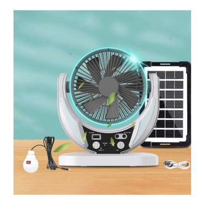 6-Inch Rechargeable Table Fan with Portable Solar Panel