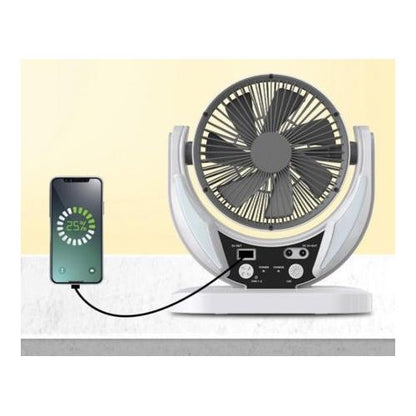 6-Inch Rechargeable Table Fan with Portable Solar Panel