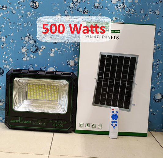 Solar Light 500W Solar Flood Light TG Series IP67 Waterproof, Remote Control, Dusk-to-Dawn, Off-Grid Outdoor Security