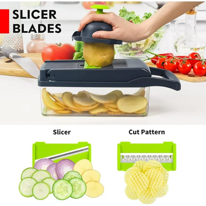 Vegetable Pro Chopper, 14-in-1 Multifunctional Food Chopper, Kitchen Slicer & Chopper With 8 Blades