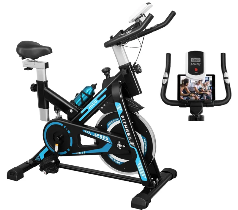 Exercise Bike Trainer Stationary Flywheel Training Machine Home Gym Workout Cycling Lifespan Fitness with Drink holder Adjustable Seat LCD-Display Monitor