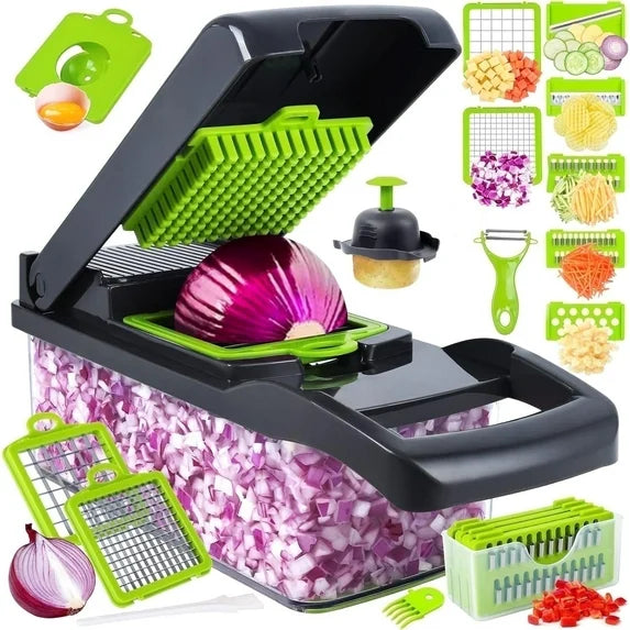 Vegetable Pro Chopper, 14-in-1 Multifunctional Food Chopper, Kitchen Slicer & Chopper With 8 Blades