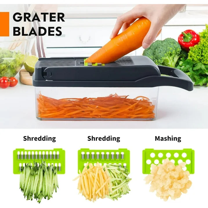 Vegetable Pro Chopper, 14-in-1 Multifunctional Food Chopper, Kitchen Slicer & Chopper With 8 Blades