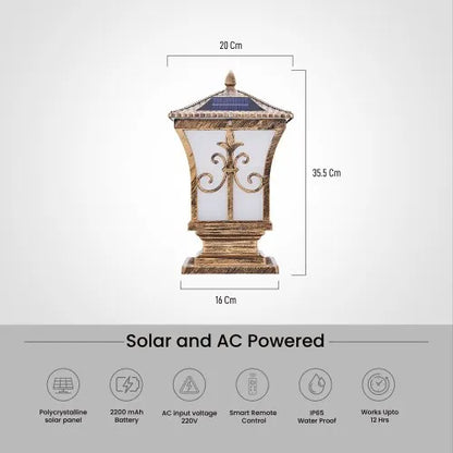 Solar Waterproof  Garden Lights, Pillar Head Light Outdoor LED Solar Wall Lamp for Outdoor Garden & Villa Light