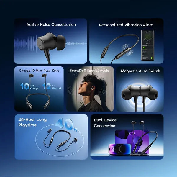 oraimo Necklace 5 30dB Noise Cancellation & Call Vibration Earphones