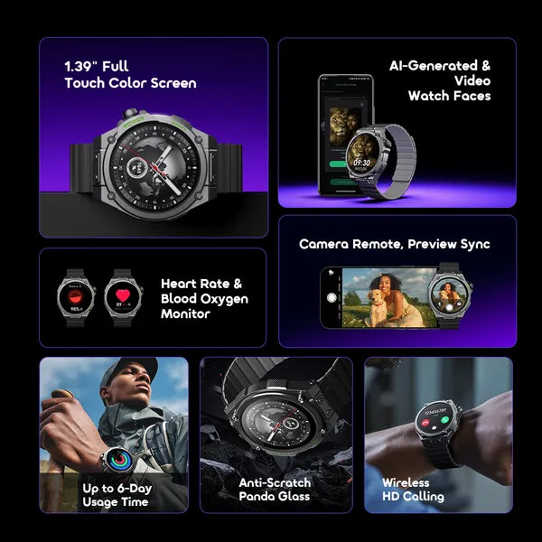 oraimo Watch Nova RV 1.39" HD Video Watch Faces IP68 Smart Watch