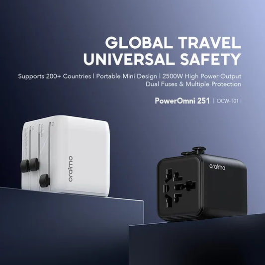 oraimo PowerOmni 2500W Multi-Plug Travel Converter Adapter Charger