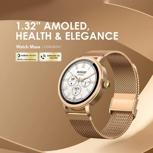 oraimo Watch Muse 1.32” AMOLED IP68 Smart Watch - Rose Gold