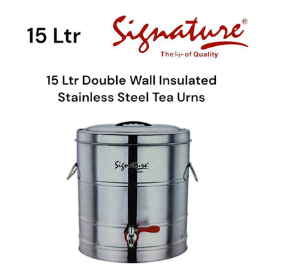 Signature Double Wall Insulated Stainless Steel Tea Urn For Home, Events, Restaurants Use