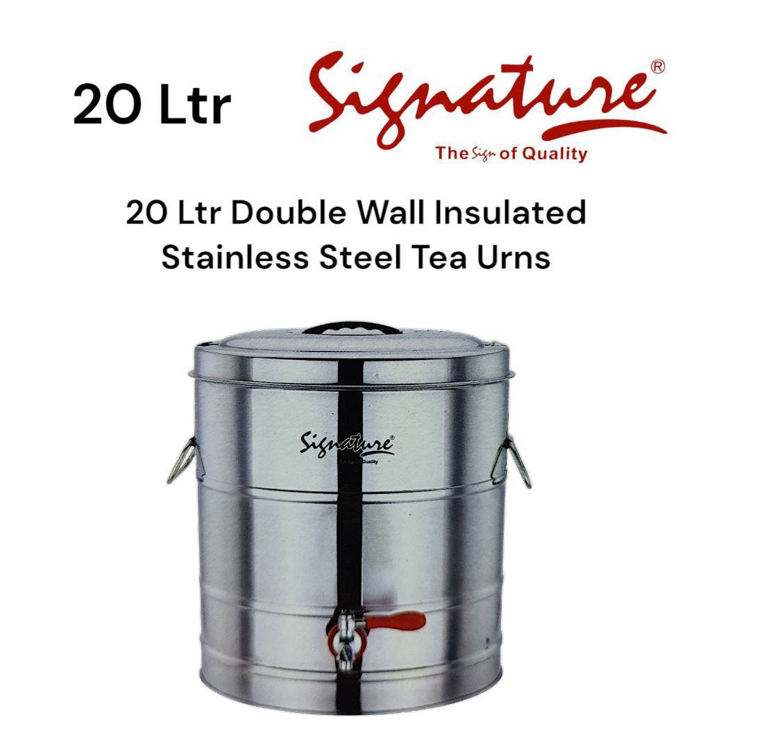 Signature Double Wall Insulated Stainless Steel Tea Urn For Home, Events, Restaurants Use