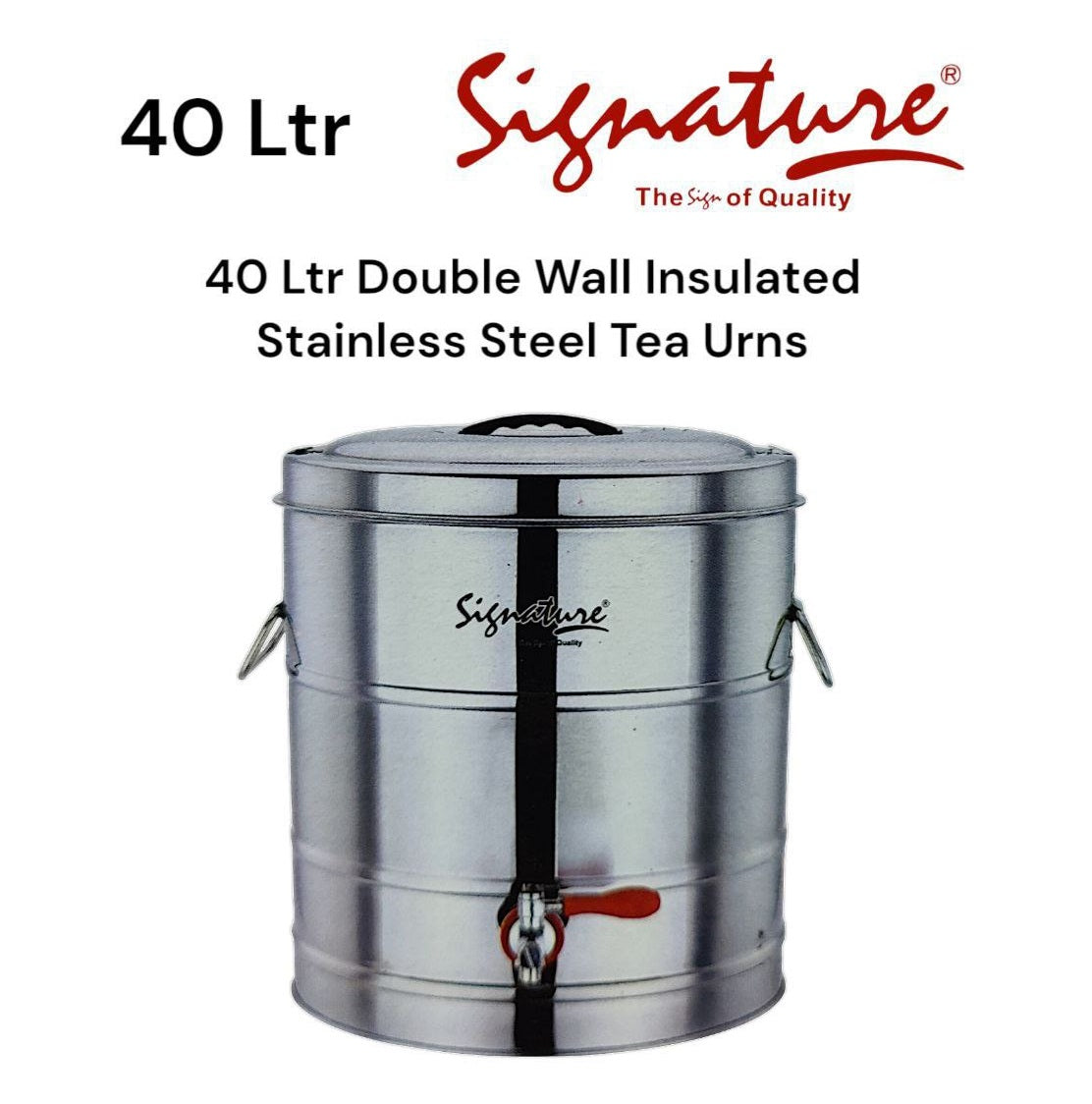 Signature Double Wall Insulated Stainless Steel Tea Urn For Home, Events, Restaurants Use