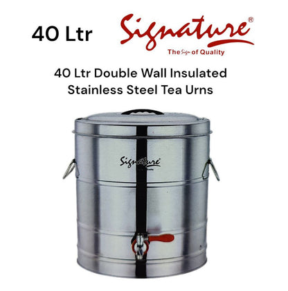 Signature Double Wall Insulated Stainless Steel Tea Urn For Home, Events, Restaurants Use