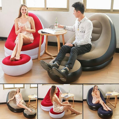 Inflatable Deluxe Lounge Seat With Foot Rest & Free Pump