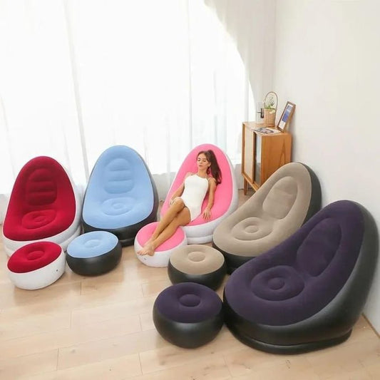 Inflatable Deluxe Lounge Seat With Foot Rest & Free Pump
