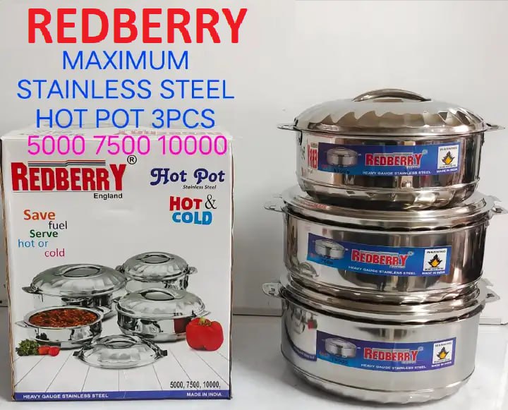Redberry Premium Range of Stainless-Steel Insulated Hotpot: Maximus Jumbo 3pcs Set