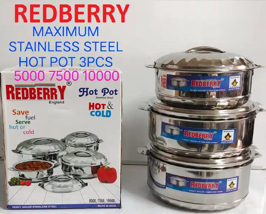 Redberry Premium Range of Stainless-Steel Insulated Hotpot: Maximus Jumbo 3pcs Set