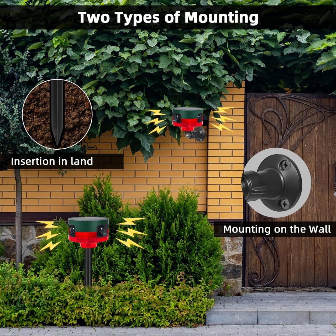 Solar Outdoor Motion Sensor Alarm - 360° Motion Detector Alarm - Complete Kit with USB Charging and Installation Tools