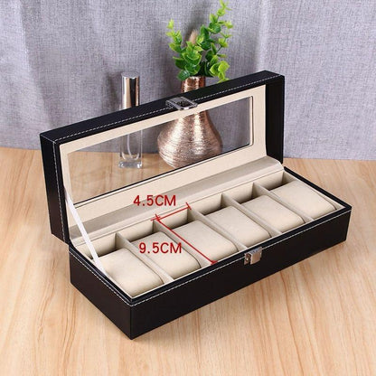 Six Slot PU Leather Watch Storage - Display Case Organizer Gift Box