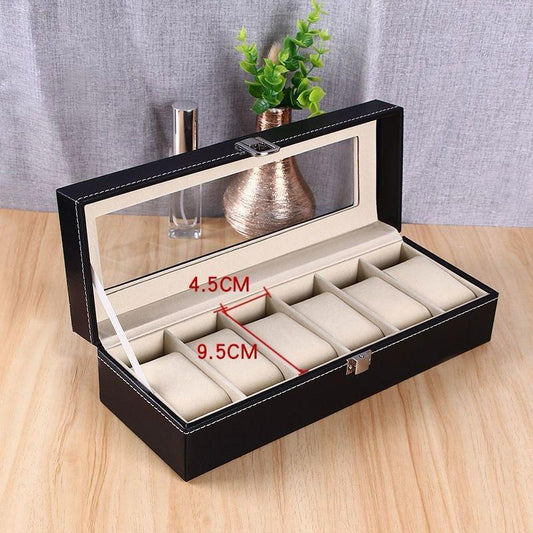Six Slot PU Leather Watch Storage - Display Case Organizer Gift Box