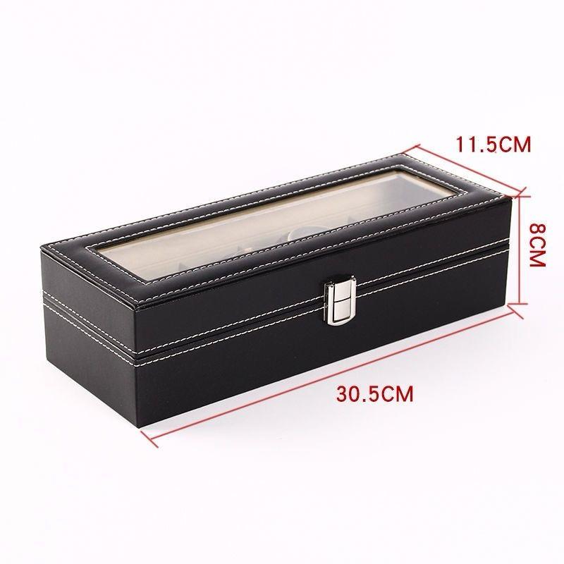 Six Slot PU Leather Watch Storage - Display Case Organizer Gift Box