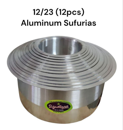 Cookware Heavy Duty Aluminium Sufurias 12 Pcs Set No. 12-23  Approx Size 1.5 to 11Ltrs
