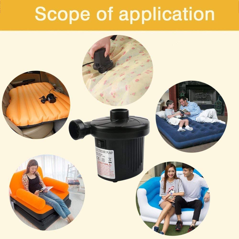 Electric Air Pump with 3 Hoses for Inflating Mattresses, Airbeds, Pools, Toys, Rafts and Vacuum Bags